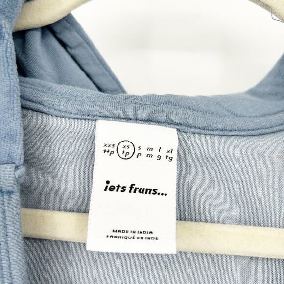 Iets Frans UO Womens Loungewear Kenny Plunge Neck Hooded Velour Jumpsuit XS Blue - Picture 3 of 10